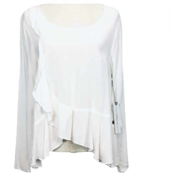 O’Neill - Selena White Ruffle Hem Top NWT Size Medium - Picture 2 of 9
